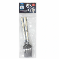 صورة شوك أكل استيل فضي + ذهبي راقي 6 حبة رايت – موديل 9099